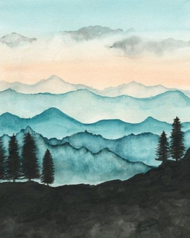 Bue ridge mountains, watercolor on paper